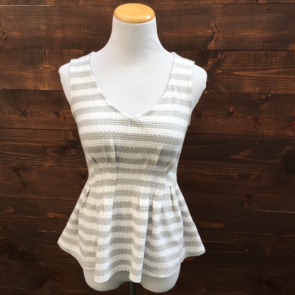 Anthropologie Deletta Stripped Peplum Top